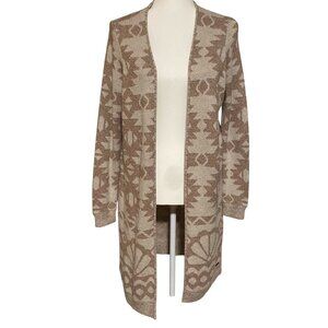 Hollister Sweater Women's Size Large Aztec Tan Ivory Duster Cardigan